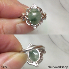 Bluish green jade ring