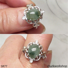 Bluish green jade ring