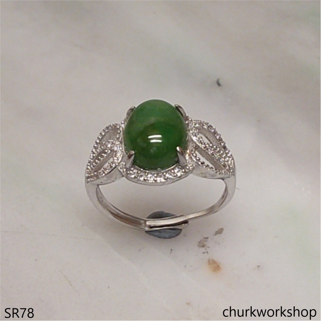 Bluish green jade ring