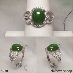 Bluish green jade ring