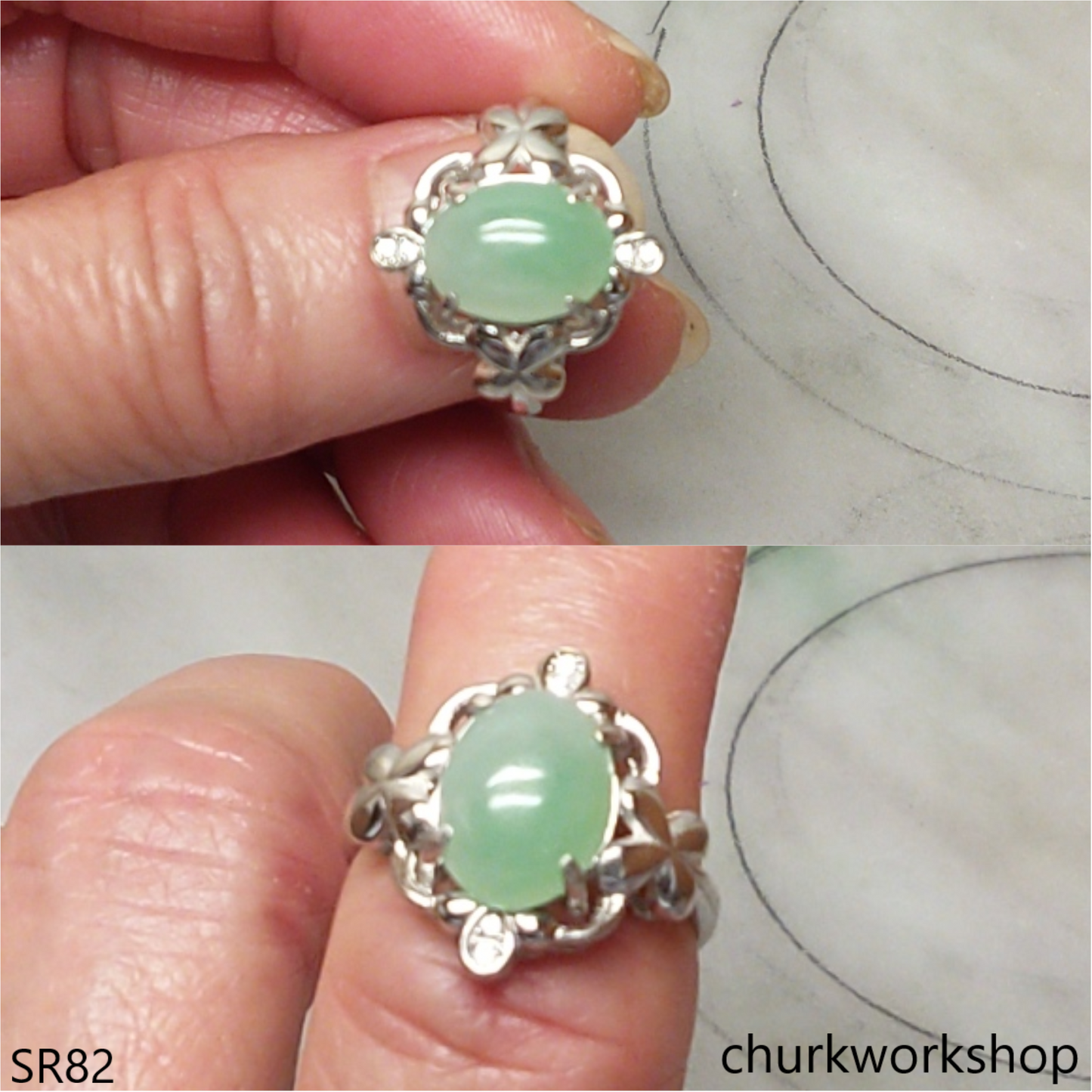 Light green jade ring