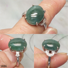 Bluish green jade ring