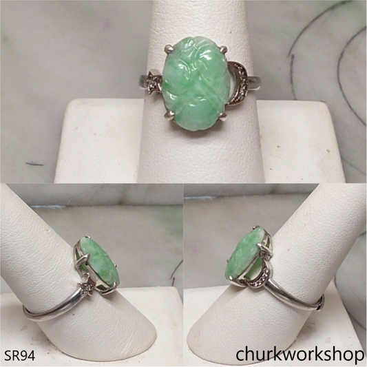 Light green flower jade ring