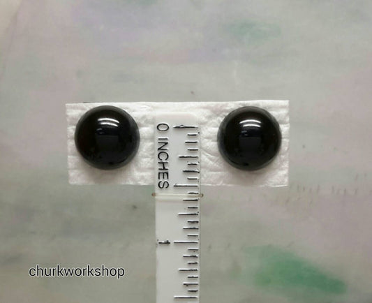 Jade earrings natural black color ear stud