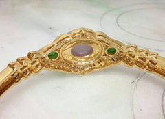18k yellow gold lavender oval jade bangle