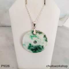 White and Green Jade Coin Pendant
