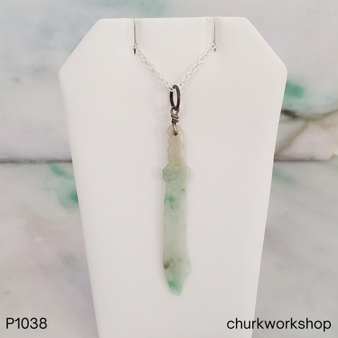 Pale green jade sword pendant