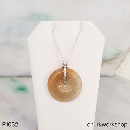 Brown jade donut pendant
