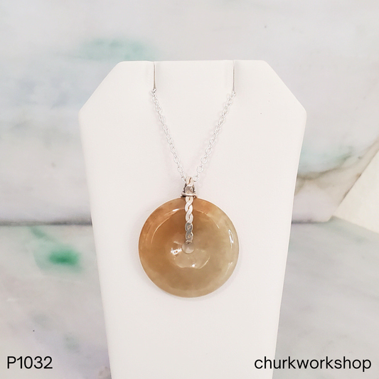 Brown jade donut pendant
