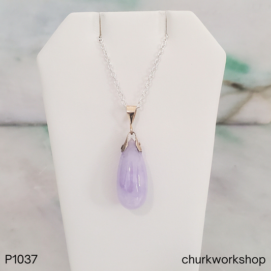 Lavender teardrop jade pendant