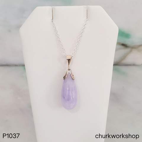 Lavender teardrop jade pendant