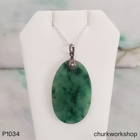 Deep green oval jade pendant