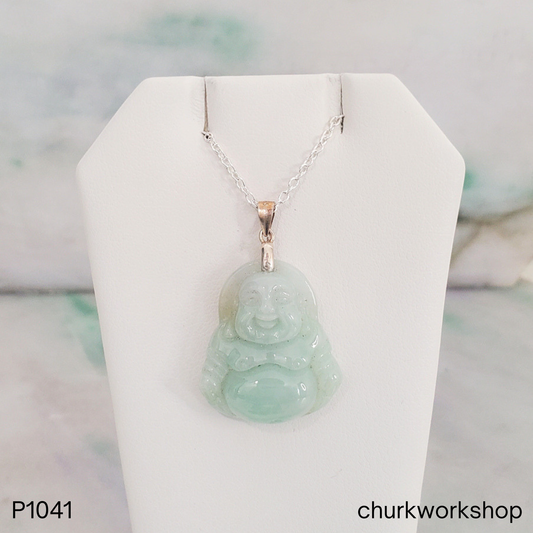 Pale green Happy Buddha jade pendant