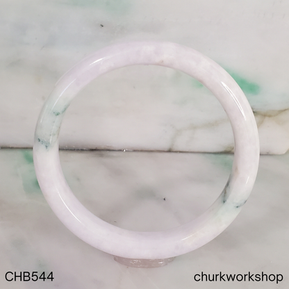 Pale lavender with dark green splotches jade bangle