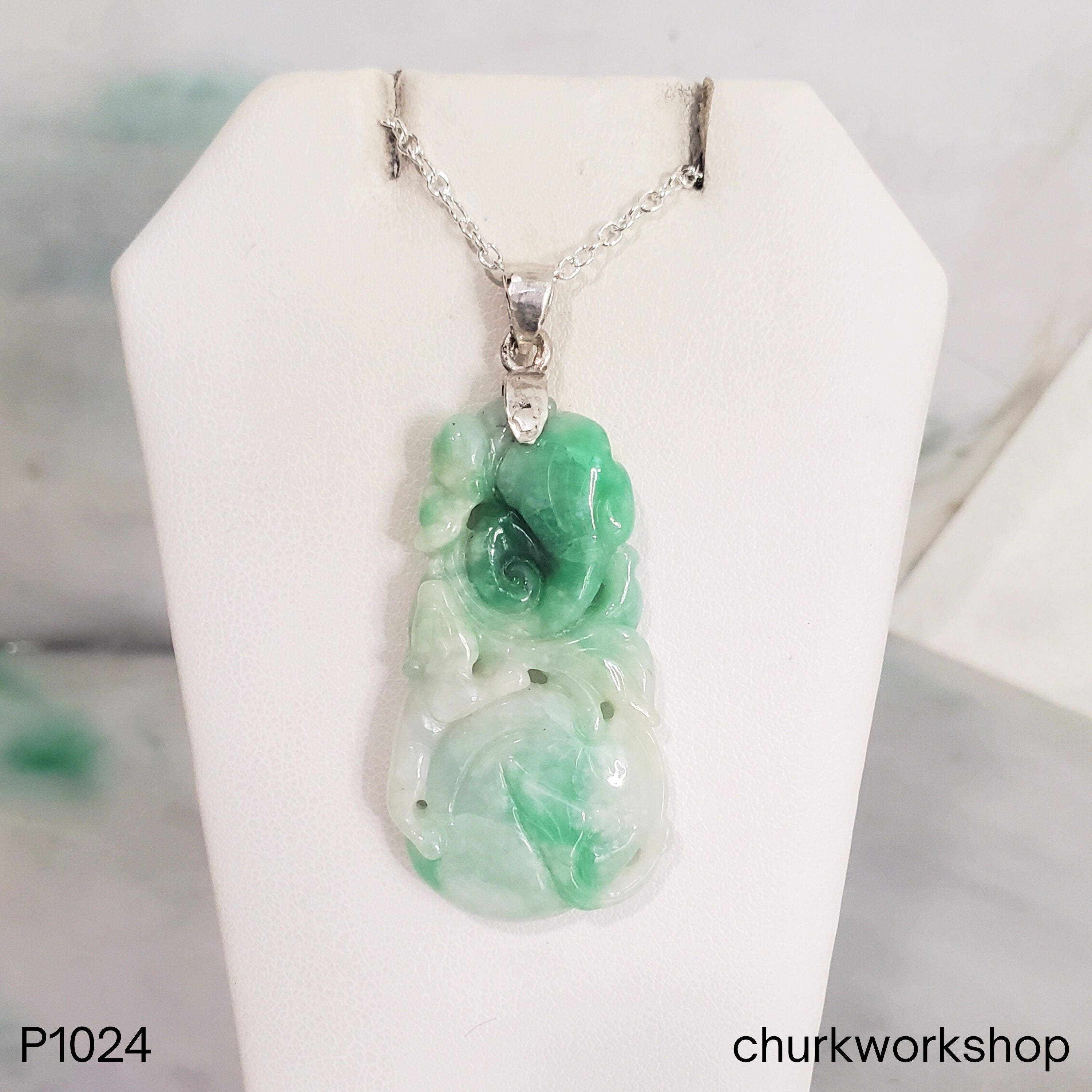 Green Jade Ruyi Carving Pendant – Churk Work Shop