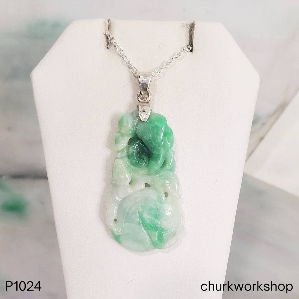 Green Jade Ruyi Carving Pendant