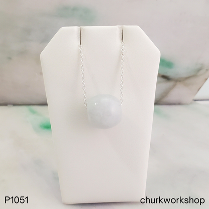 Pale Greyish Blue-toned Jade Tube Necklace