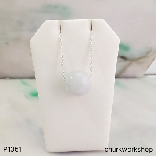 Pale Greyish Blue-toned Jade Tube Necklace