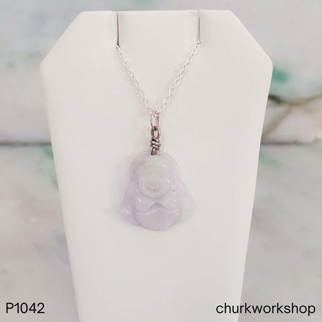 Pale Lavender Happy Buddha jade pendant