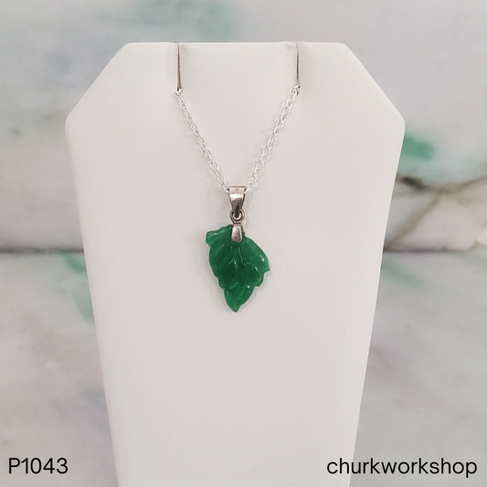 Oily green leaf jade pendant