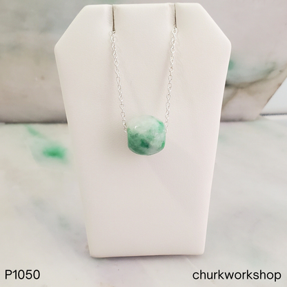 Green and White Jade Tube Necklace