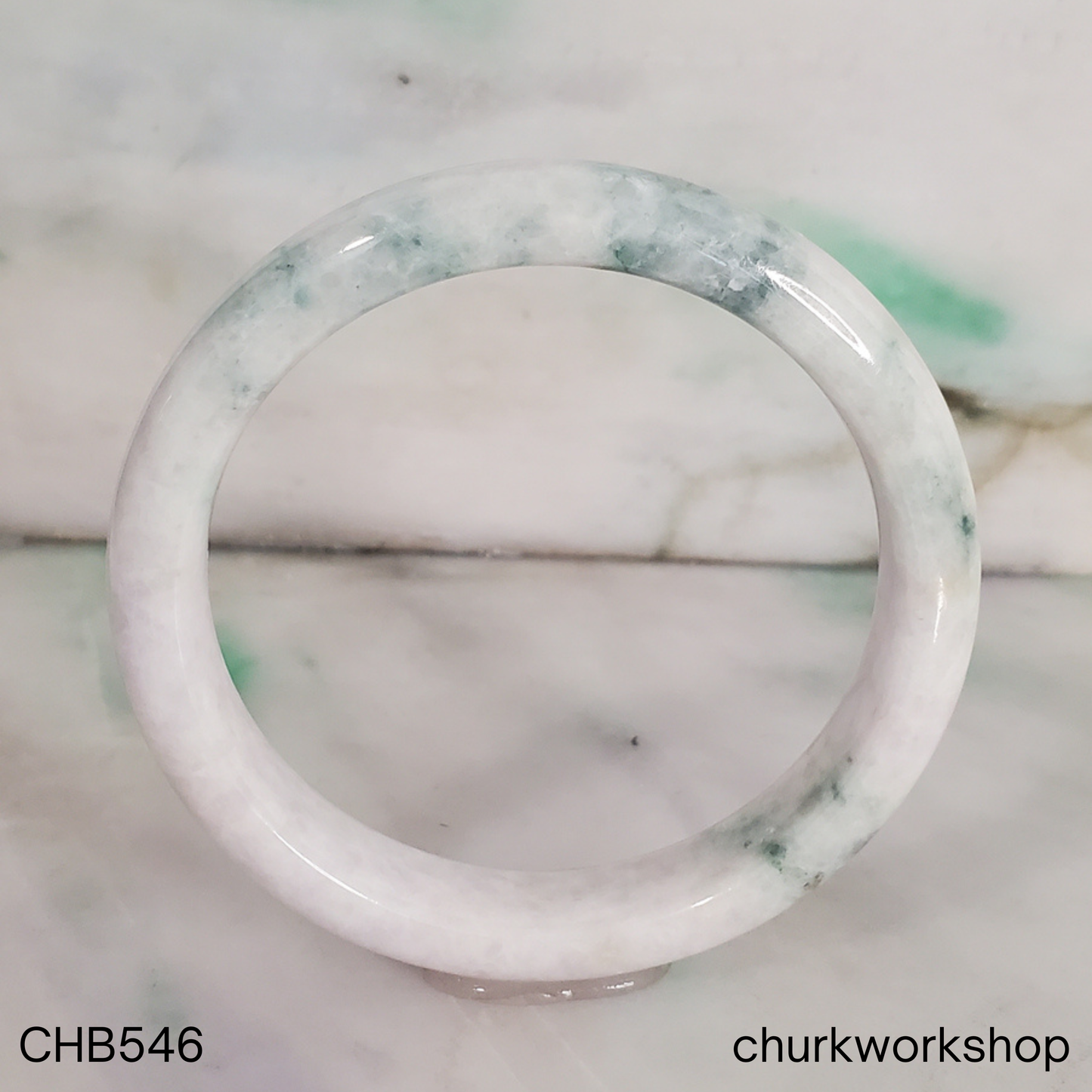 Pale lavender with blueish green splotches jade bangle