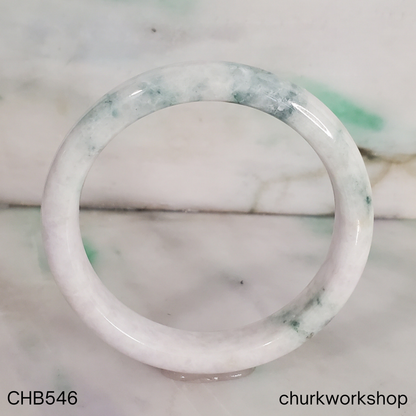Pale lavender with blueish green splotches jade bangle