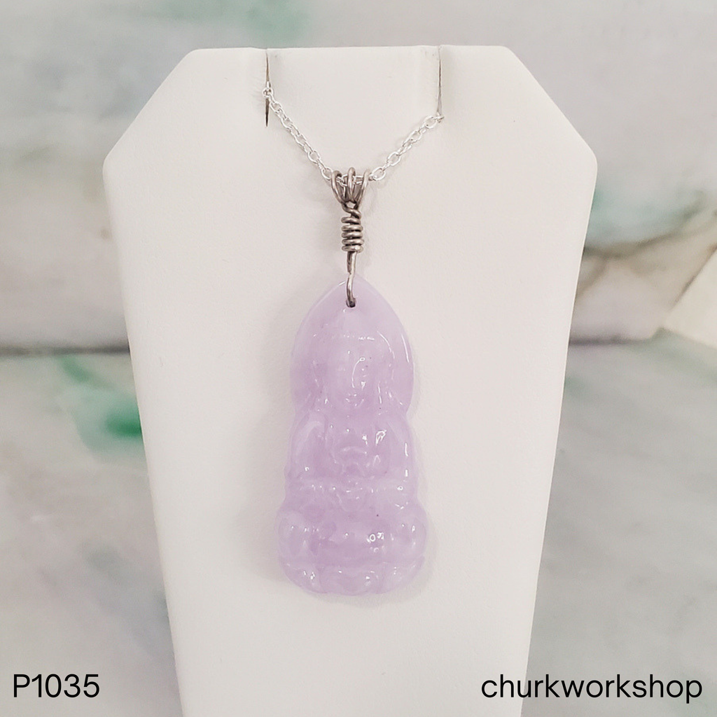 Lavender Jade Lady Buddha pendant