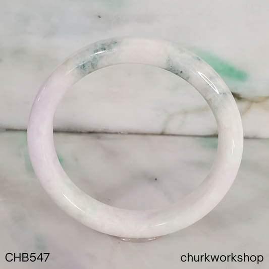 Pale lavender and blueish green splotches jade bangle