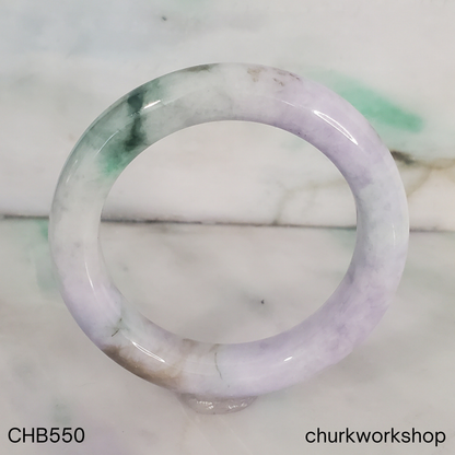 Lavender with deep green and brown splotches jade bangle