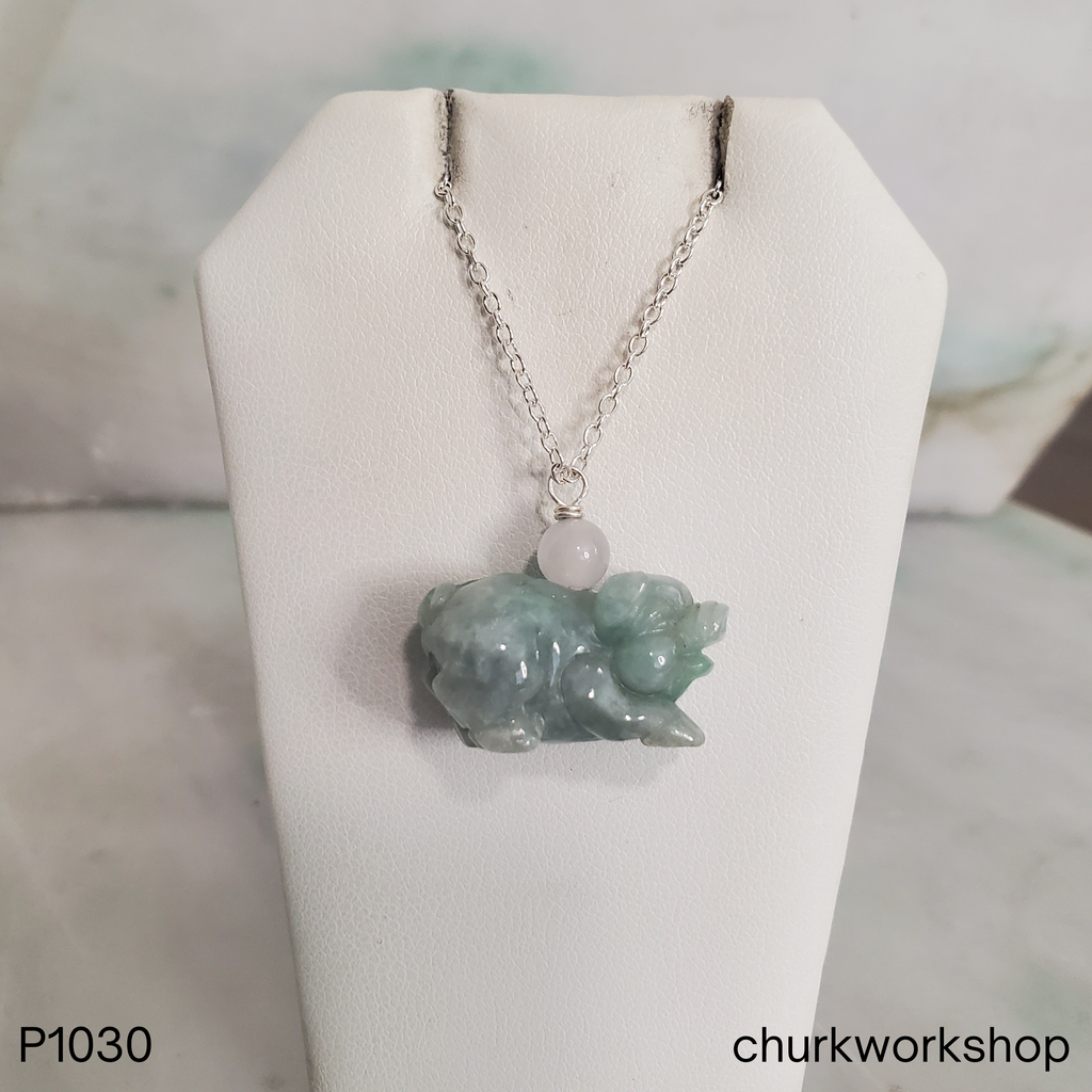 Blueish Green Jade Pig Pendant