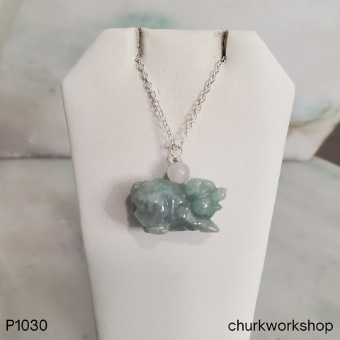 Blueish Green Jade Pig Pendant