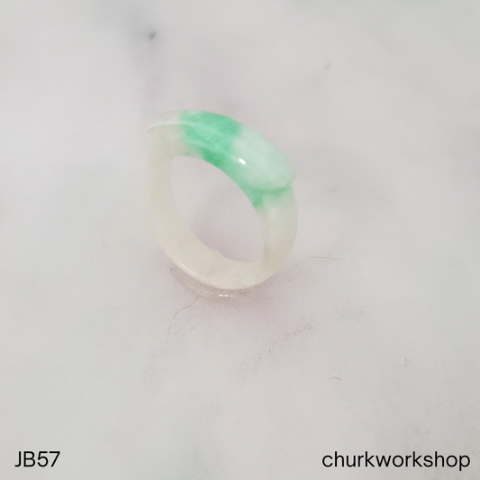 Unisex white and apple green jade band