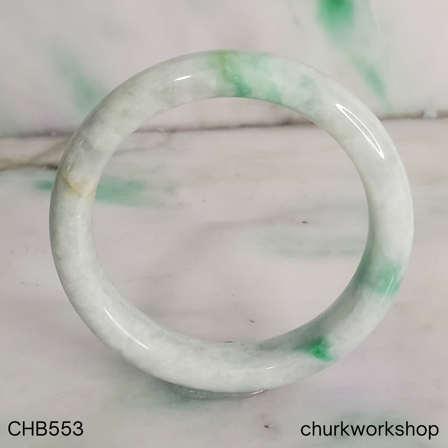 White base and apple green jade bangle