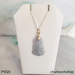 Pale lavender and green jade Lady Buddha pendant