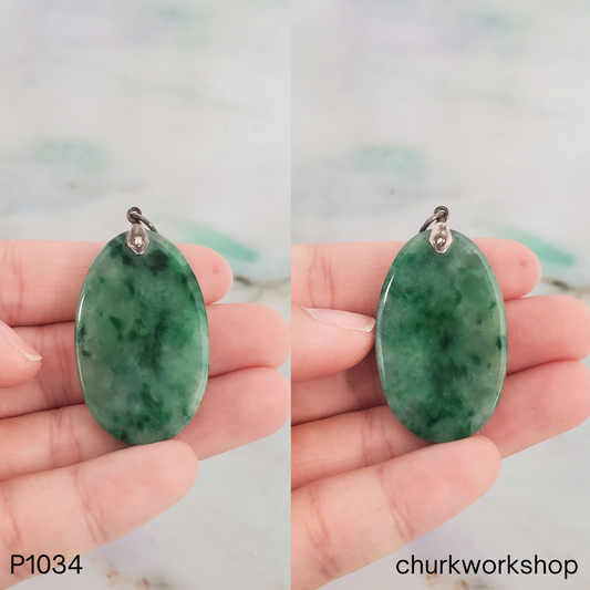 Deep green oval jade pendant