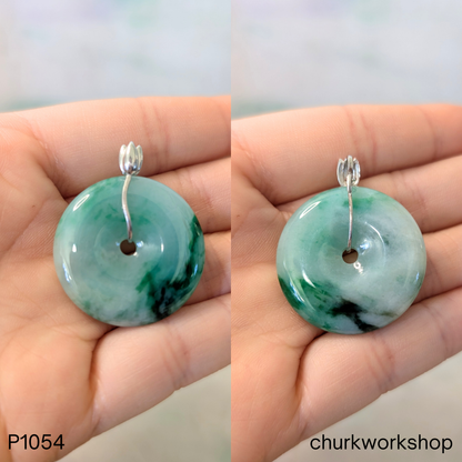 Rich green jade donut pendant