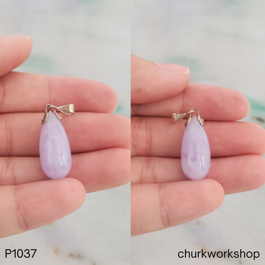 Lavender teardrop jade pendant