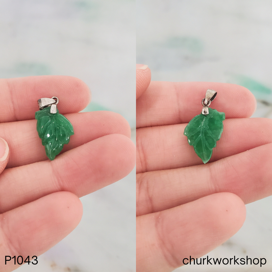 Oily green leaf jade pendant