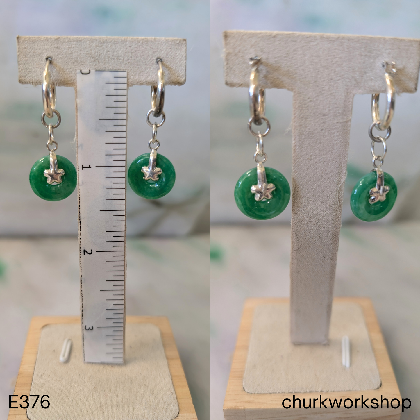 Forest green jade dangle earrings