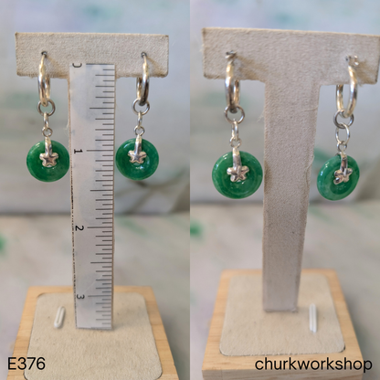Forest green jade dangle earrings