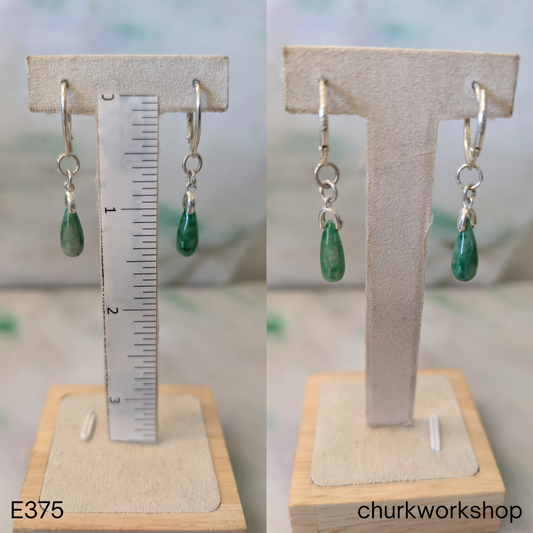 Oily leaf green raindrop jade dangling earrings