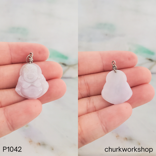 Pale Lavender Happy Buddha jade pendant