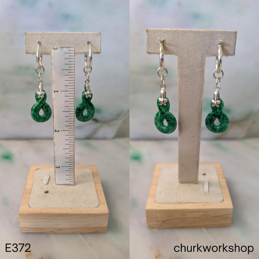 Rich green jade dangling earrings
