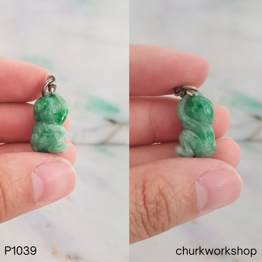 Small green monkey jade pendant