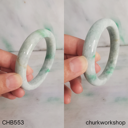White base and apple green jade bangle