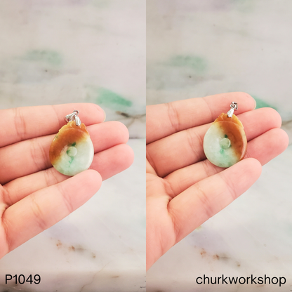 Multi color jade dragon and coin pendant