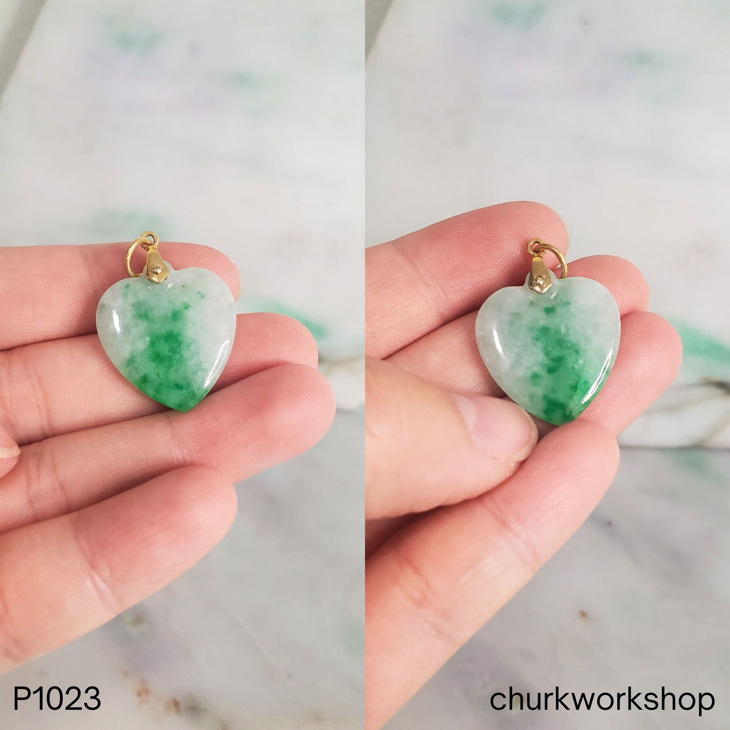 Green Jade Heart Pendant