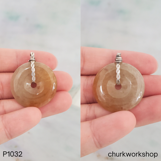 Brown jade donut pendant