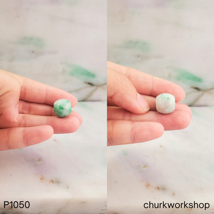 Green and White Jade Tube Necklace